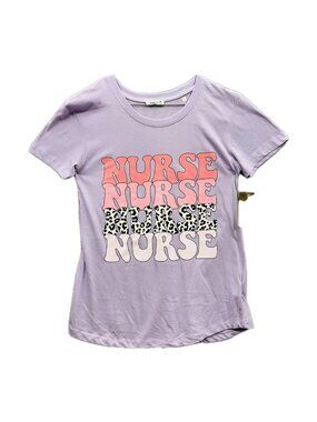 Daybreak Size M Women T-Shirt Nurse Purple Graphic 100% Cotton Casual Apparel
